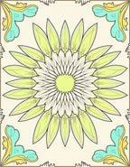 Art Nouveau Floral Sunburst Design Rug