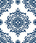 Deep Blue Ornamental Flourish Design Rug