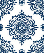 Deep Blue Ornamental Flourish Design Rug