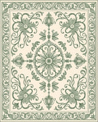 Ornate Floral Scrollwork Pattern Rug
