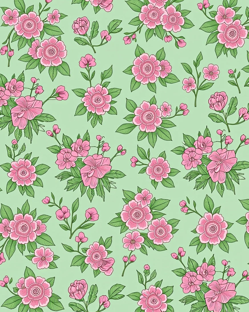 Pink Blossom Branches On Mint Background Rug