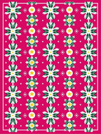 Pink White Green Starburst Snowflake Carousel Rug