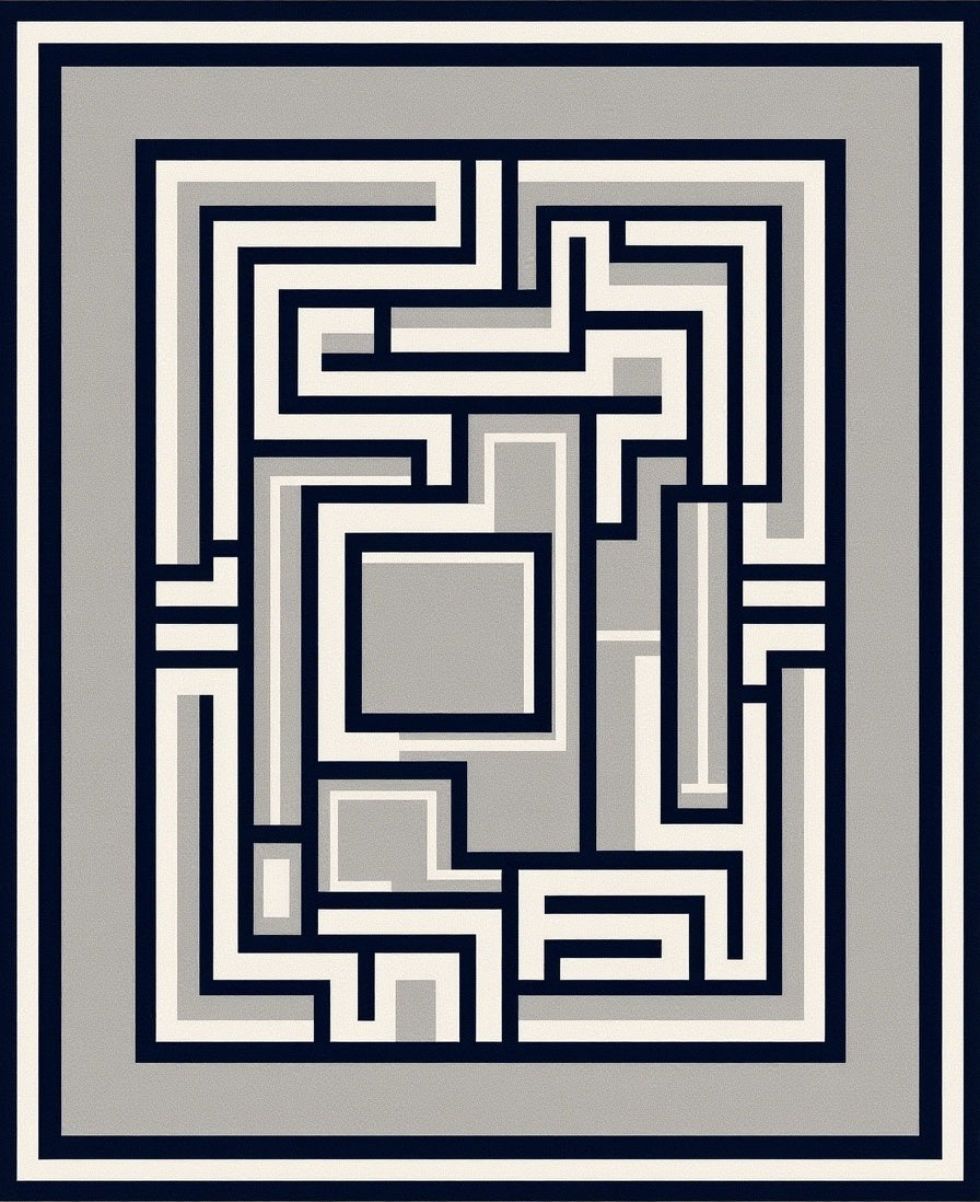 Abstract Geometric Maze Pattern Rug
