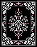 Black White Pink Floral Medallion Border Rug