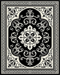 Classic Black White Floral Damask Rug