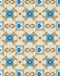 Blue Floral Pattern With Gold Accents Rug