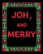Red Green Floral Border Festive Greeting Rug