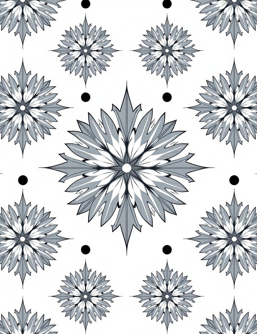 Gray Starburst Floral Dot Medallion Rug