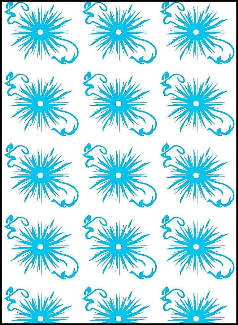 Bright Cyan Sunburst Swirl Rug