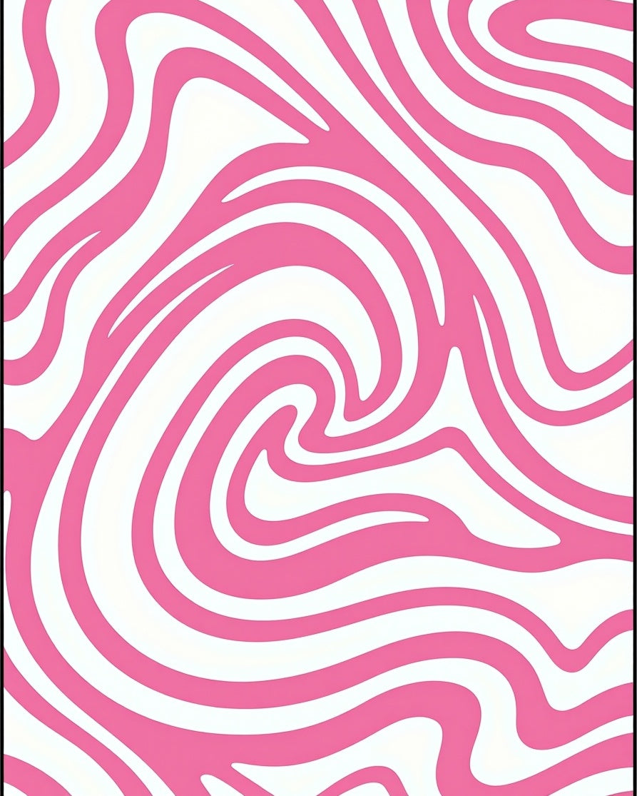 Pink And White Swirl Pattern Rug