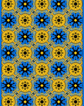 Yellow Blue Floral Sunburst Pattern Rug