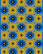 Yellow Blue Floral Sunburst Pattern Rug