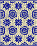 Blue Cream Intricate Floral Pattern Rug