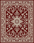Regal Crimson Floral Scroll Rug