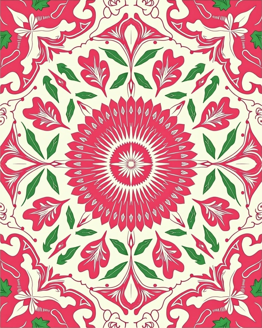 Radiant Floral Symmetrical Decorative Pattern Rug