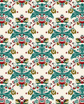 Rich Teal Red Floral Bird Medallion Rug