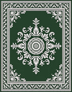 Emerald Green Floral Medallion Rug