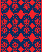 Red Floral Damask Pattern Rug