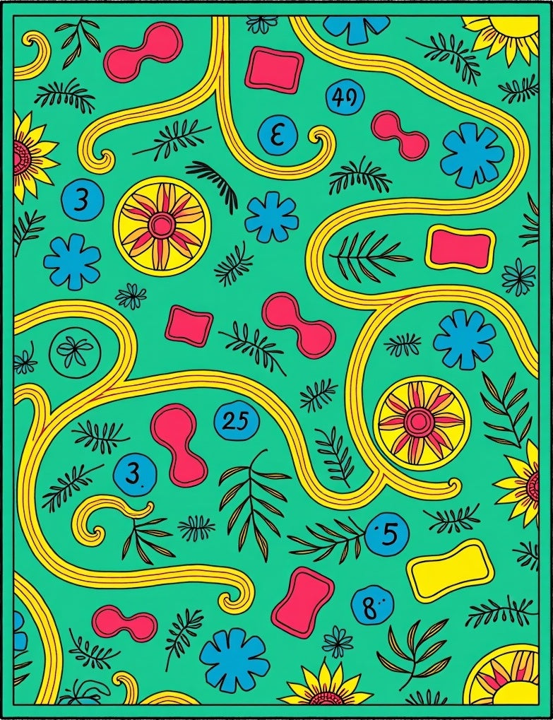 Whimsical Yellow Swirl Botanical Medley Rug