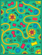Whimsical Yellow Swirl Botanical Medley Rug
