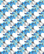 Abstract Blue Geometric Shape Pattern Rug