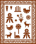 Tribal Symbols Geometric Border Rug