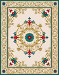 Elegant Floral Medallion Cream Rug