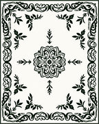 Ornate Black Leaf Motif Rug