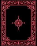 Ornate Red Floral Frame Design Rug