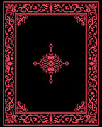 Ornate Red Floral Frame Design Rug