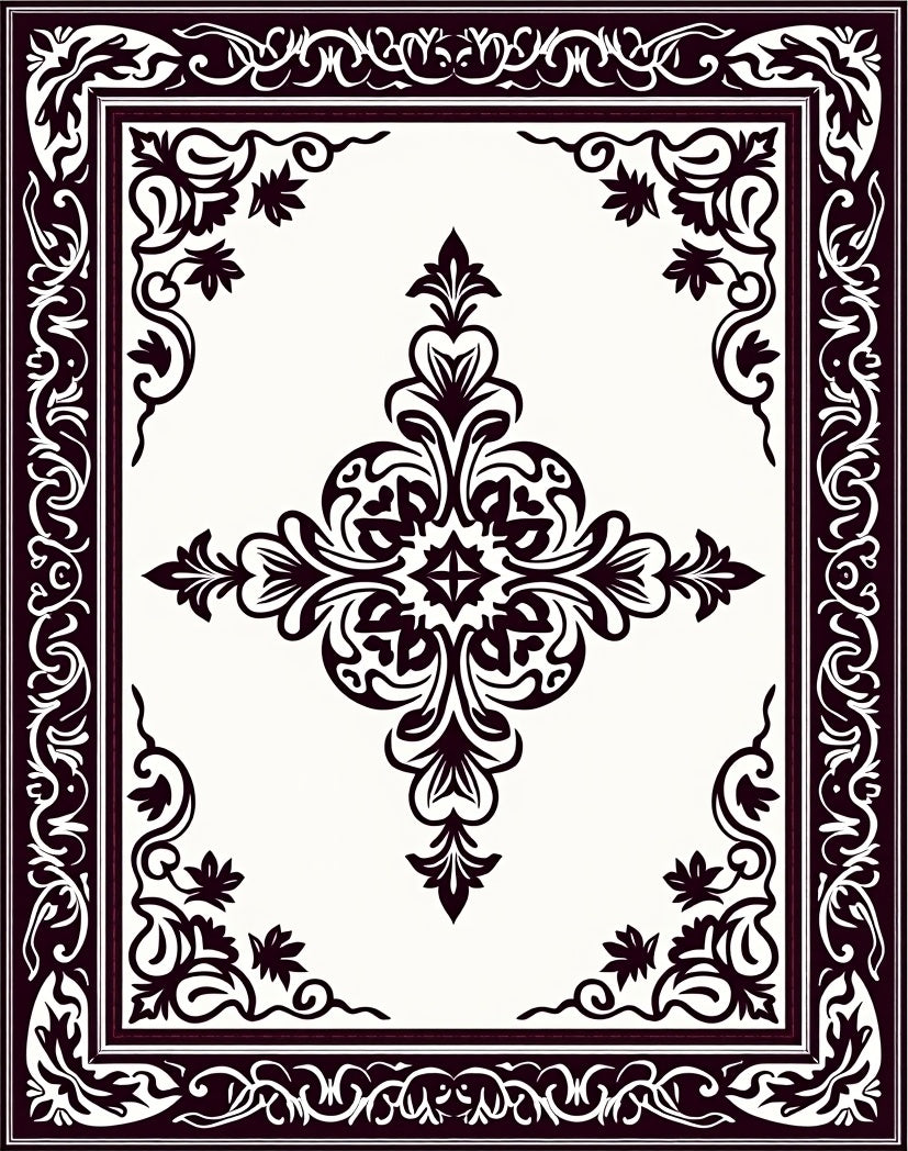 Ornate Floral Inlay Pattern Rug