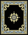 Floral Scrollwork Geometric Black Cream Rug