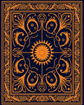 Ornate Sun and Vine Patterned Rug