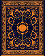 Ornate Sun and Vine Patterned Rug