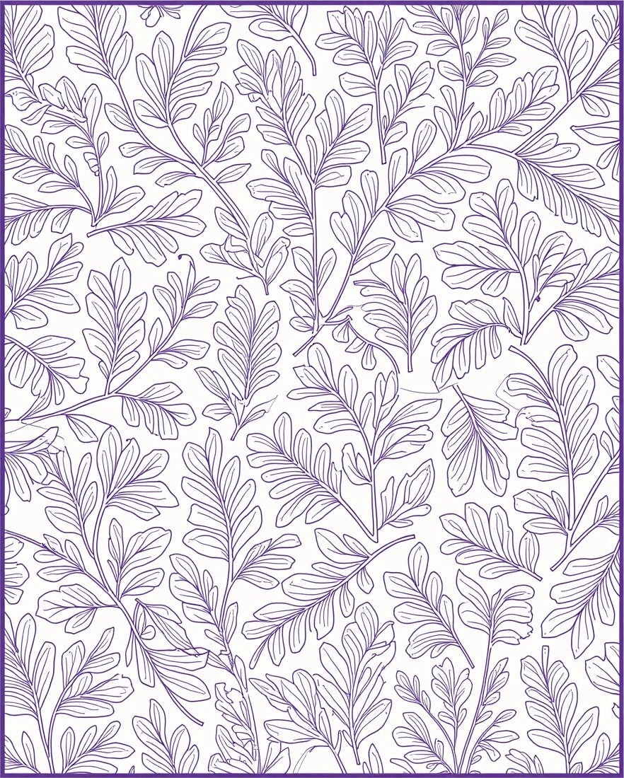 Elegant Purple Botanical Vine Pattern Rug