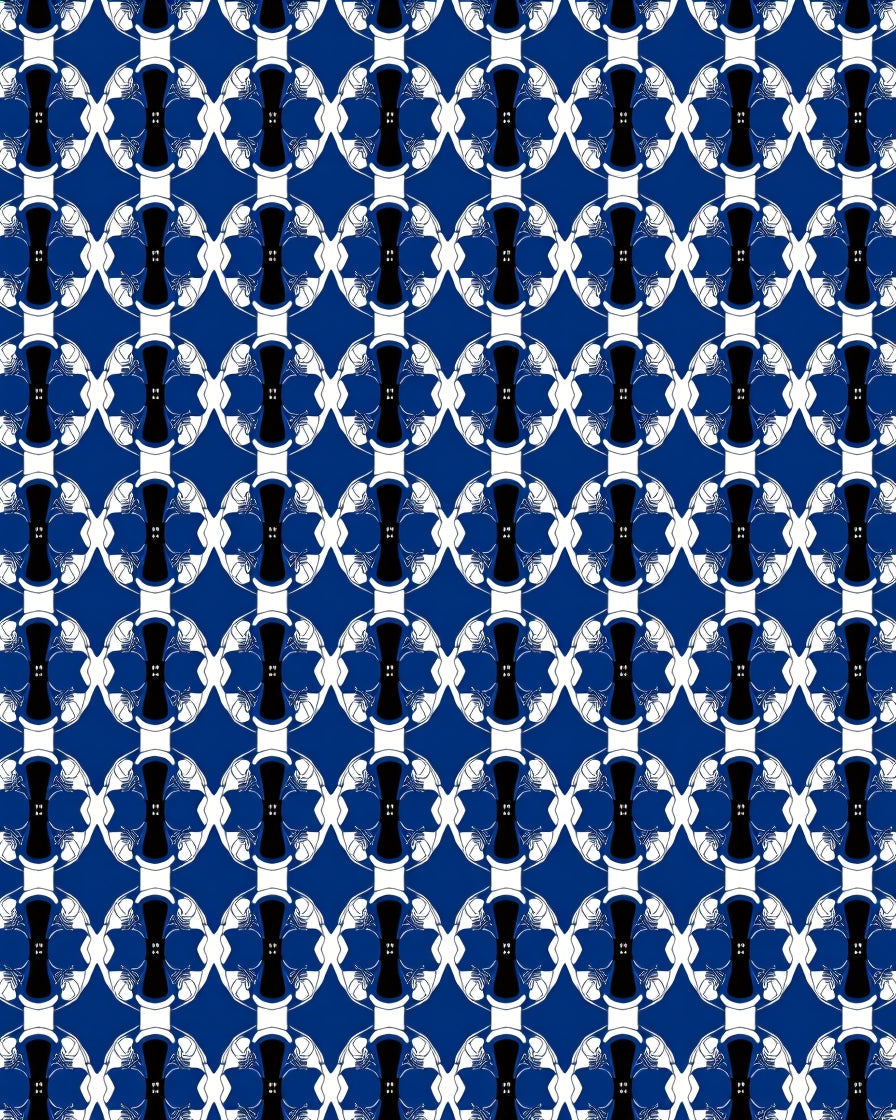 Bold Blue White Black Abstract Pattern Rug