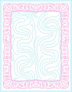 Pink Floral Frame Aqua Swirls Pattern Rug