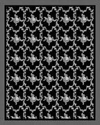 Intricate Black White Floral Pattern Rug