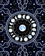 Celestial Moon Phases Mandala Design Rug