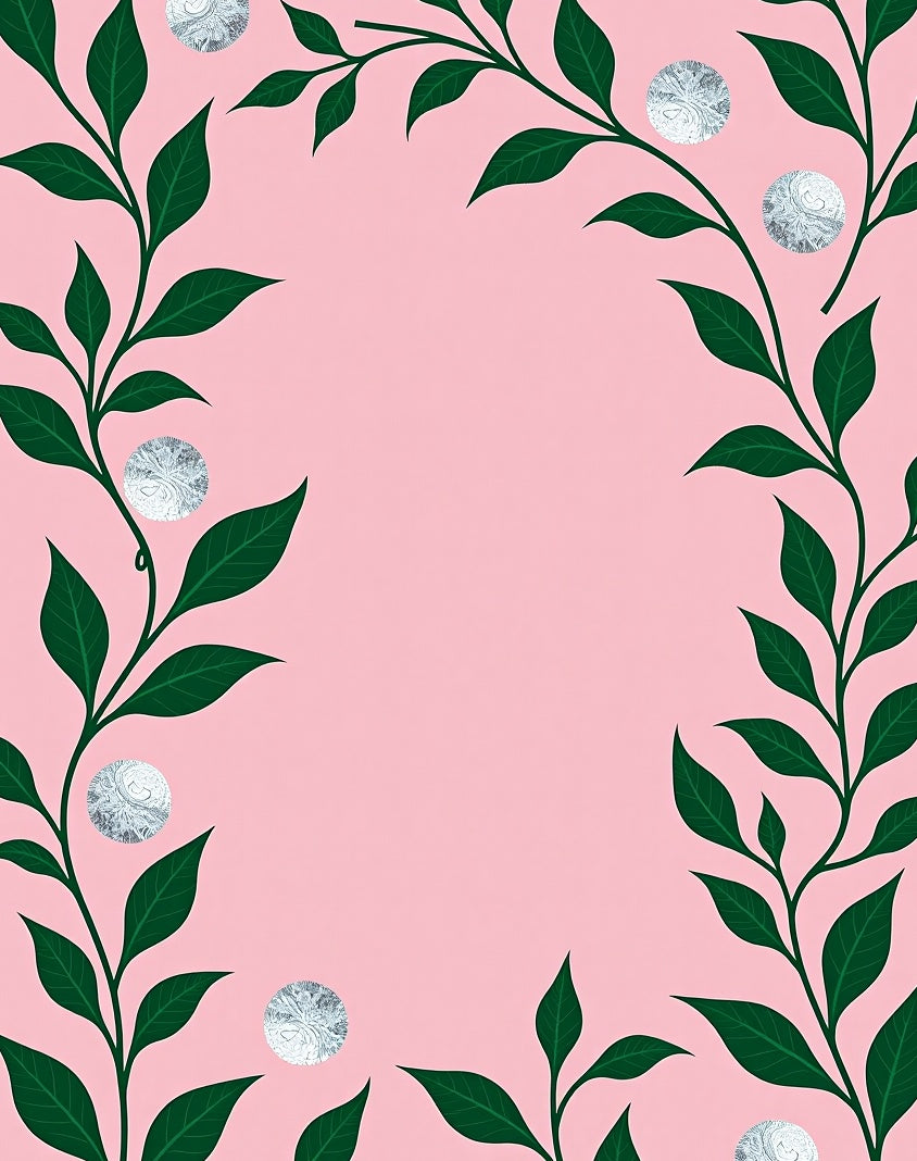 Green Vine With Silver Circle Medallions Rug