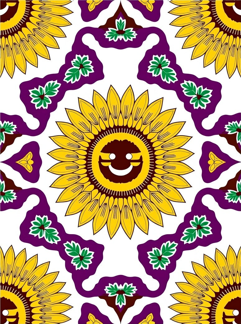 Bold Yellow Sun Floral Pattern Rug