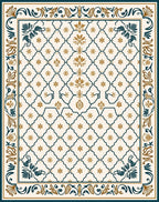 Ornate Lattice Flower Pattern Rug