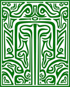Ornate Emerald Green Abstract Swirl Decorative Rug