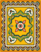Yellow Floral Geometric Motif Rug