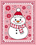 Pink Snowman Floral Holiday Frame Rug
