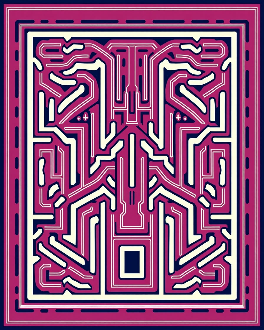Bold Geometric Circuit Pattern Rug