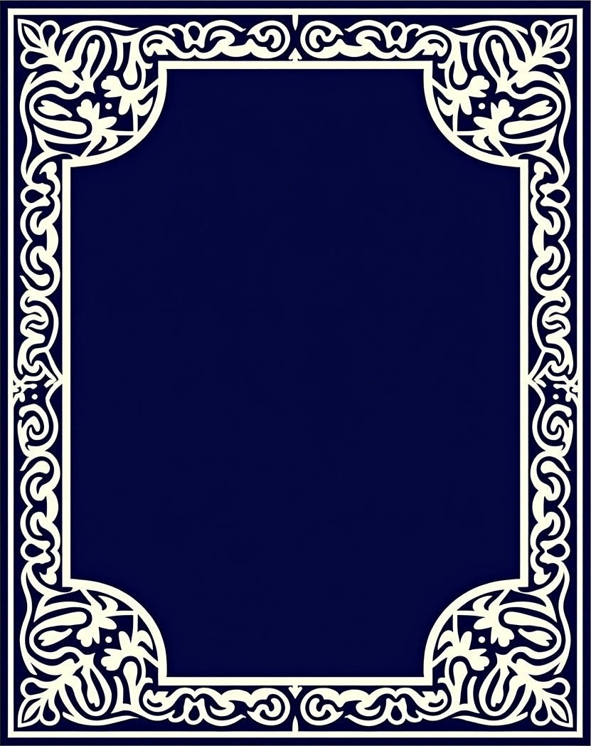Elegant Ivory Floral Scroll Border Design Rug