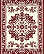 Intricate Crimson Floral Mandala Design Rug