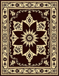 Dark Brown Floral Medallion Border Design Rug