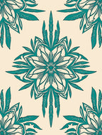 Mandala Feather Teal Pattern Rug